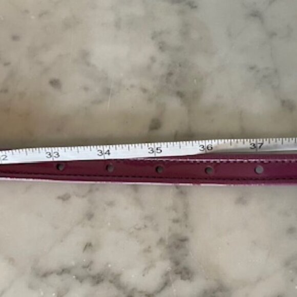 COLE HAAN Womens Purple Logo Buckle Patent Slim Skinny Belt main image 2
